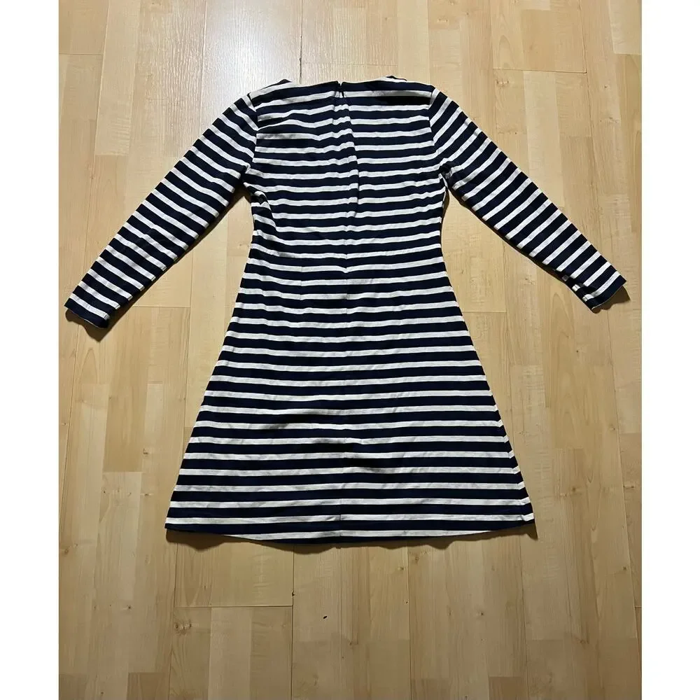 J.Crew 365 Dress Women Size S Navy White Stripe Long Sleeve Sailor French Chic
